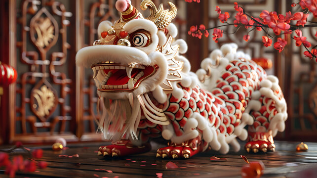 舞獅的AI圖片