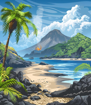 熱帶火山島風(fēng)景