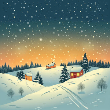 寧?kù)o的冬日鄉(xiāng)村雪景