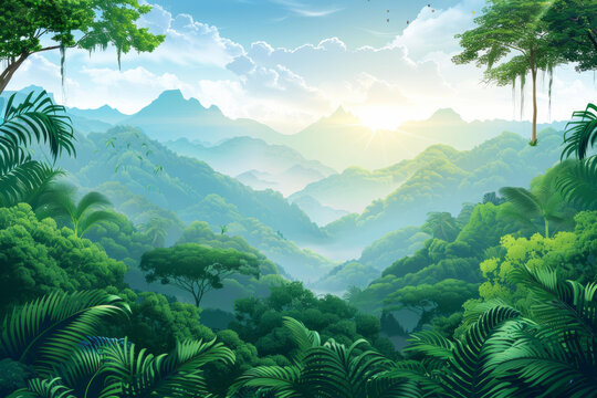 郁郁蔥蔥的熱帶雨林風(fēng)光