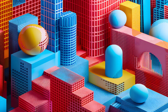 多彩的3D城市插圖