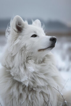 薩摩耶犬雪地漫步