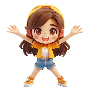 [免摳素材]卡通女孩張開雙臂