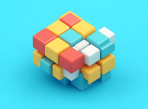 抽象多彩3D方塊設(shè)計(jì)