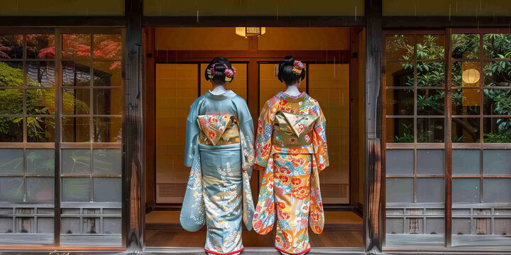 兩個(gè)穿著和服的日本女性