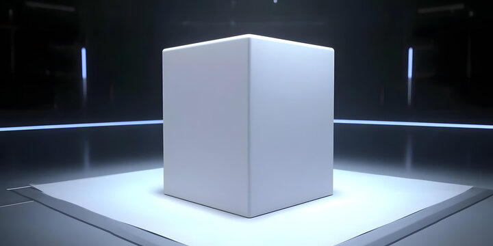 未來(lái)感科技場(chǎng)景下的白色立方體模型