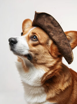 一只戴著海盜帽的可愛柯基犬