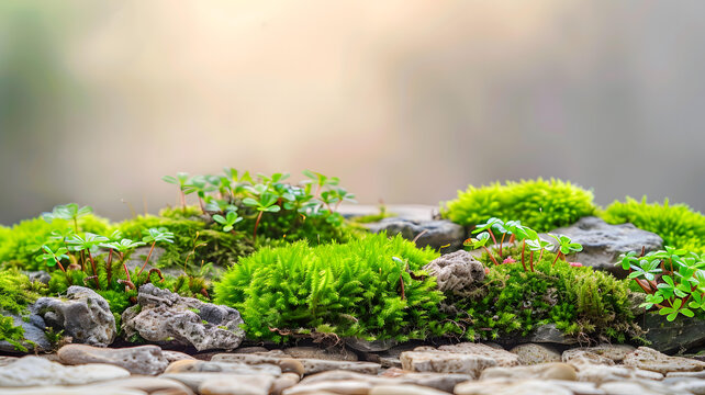 青苔石頭紋理背景