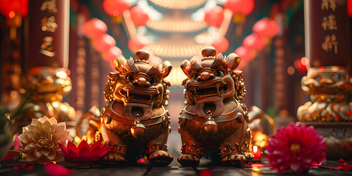 金獅鎮(zhèn)宅的AI圖片