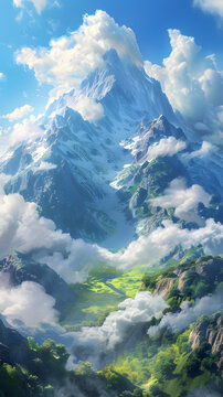 奇幻山峰的AI圖片