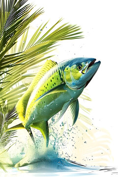 躍出水面的鲯鰍魚