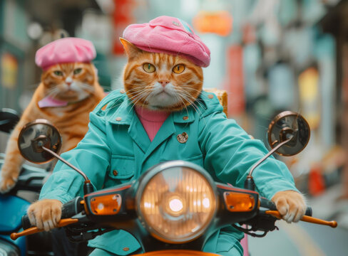 摩托車上的貓兄弟