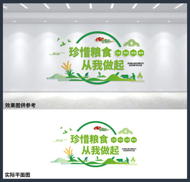 珍惜糧食從我做起食堂文化背景墻