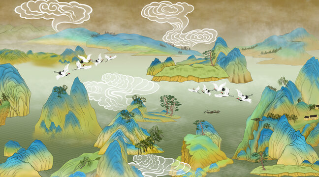 國(guó)潮山水插畫