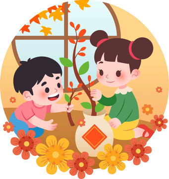 扁平風(fēng)重陽(yáng)節(jié)插茱萸中國(guó)傳統(tǒng)