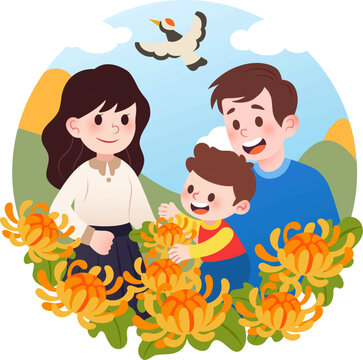 扁平風(fēng)重陽節(jié)賞菊中國傳統(tǒng)
