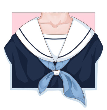 插畫手繪日式制服校服女士衣服