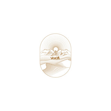 沙漠雪山線稿