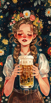 戴花環(huán)的女孩插圖