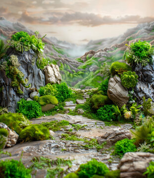 青苔覆蓋的山脈景觀