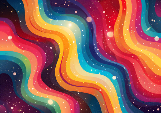 五彩繽紛的波浪在太空中翻騰