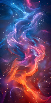 多彩的煙霧和星星