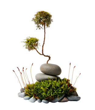 [免摳素材]苔蘚盆景石頭裝飾
