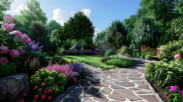郁郁蔥蔥的花園景觀設(shè)計(jì)