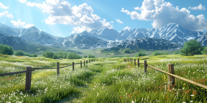 山脈綠地風景