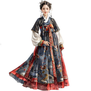 身穿韓服的年輕女子