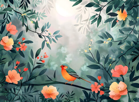 鳥(niǎo)語(yǔ)花香的花園
