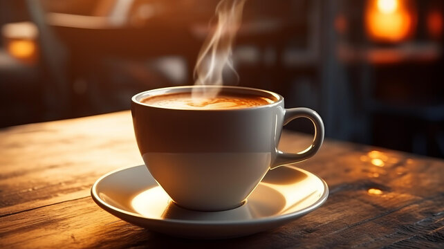 陶瓷杯碟上的一杯香濃熱飲