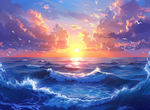 夕陽下的海面