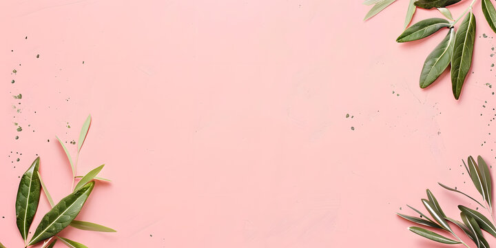 粉色背景綠葉簡(jiǎn)約設(shè)計(jì)背景圖