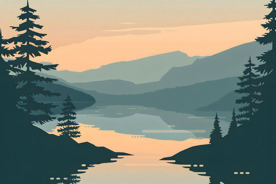 山間湖泊風景