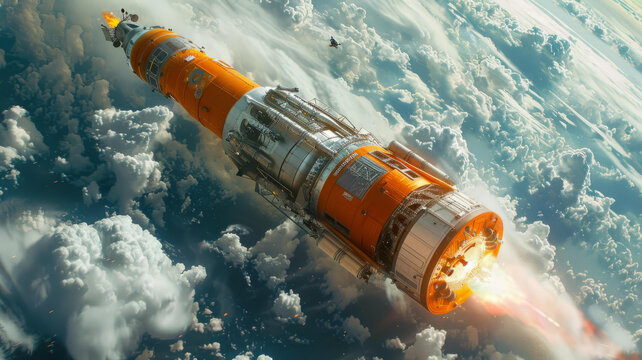 宇宙飛船在太空中飛行