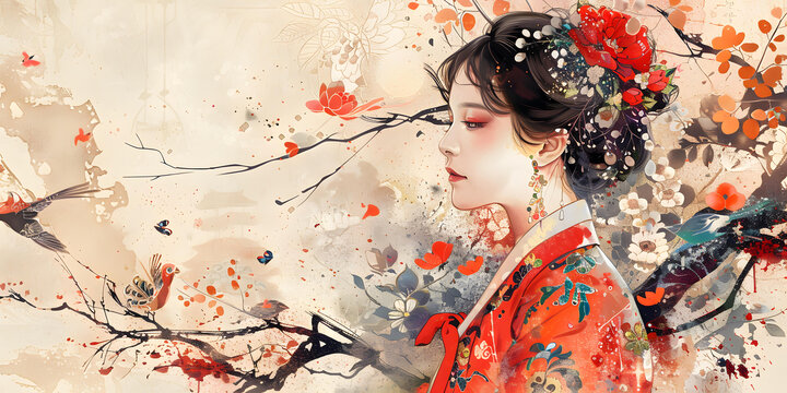 國(guó)風(fēng)仕女圖