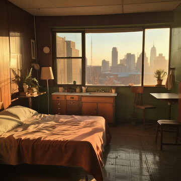 城市景觀公寓臥室