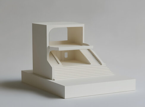 極簡(jiǎn)主義白色建筑模型樓梯