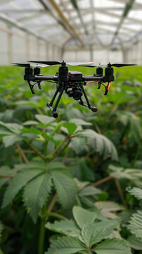 無人機(jī)飛過一片綠色植物田地