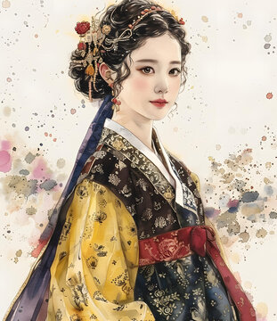 身穿韓國傳統(tǒng)服飾的美麗韓國女子
