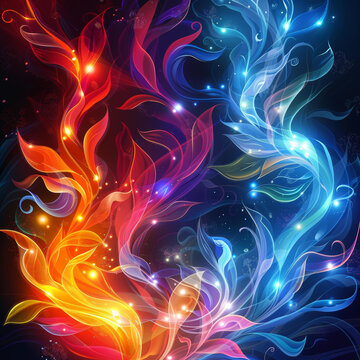 火焰與冰霜交織的奇幻景象