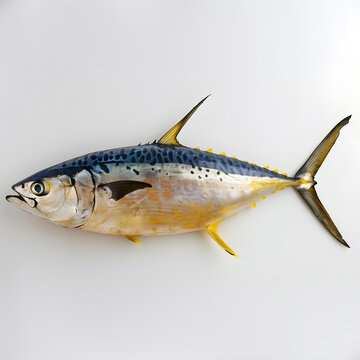白色背景上的新鮮黃尾魚