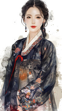 身穿韓服的韓國美女