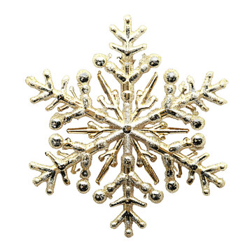 [免摳素材]白色背景上的金色閃光雪花