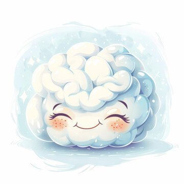 一個(gè)可愛(ài)的笑臉云朵的卡通插圖