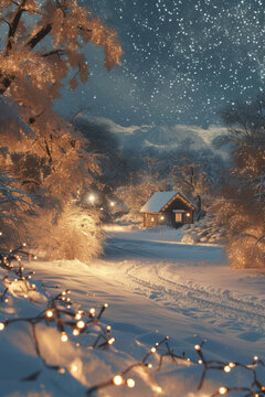 雪夜山中小屋