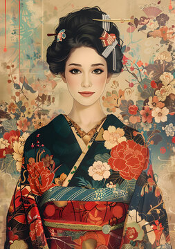 身穿和服的日本