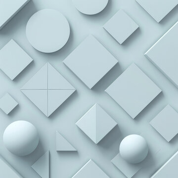 幾何形狀的渲染構(gòu)圖與柔和的色彩