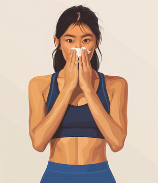 一個(gè)患有流鼻涕的婦女的插圖